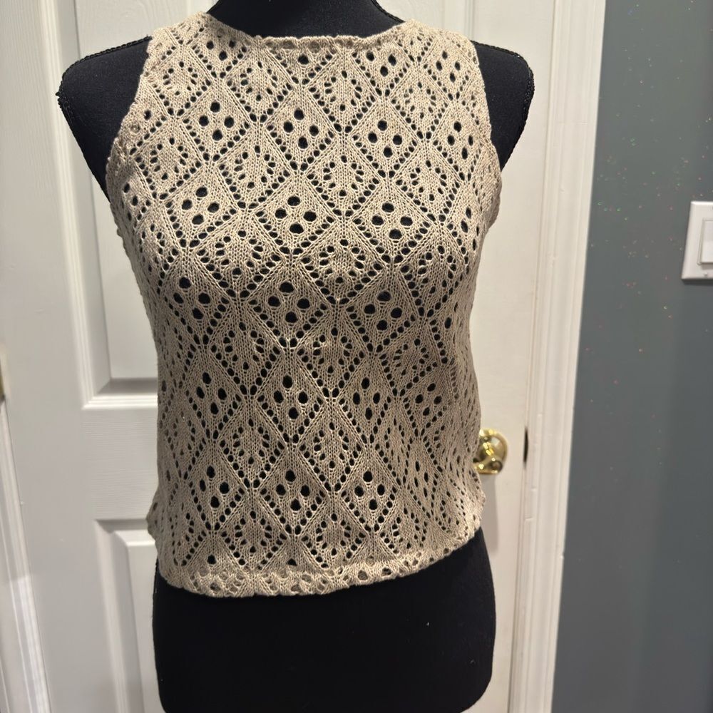 Taupe rib racer longline vest in US size 6